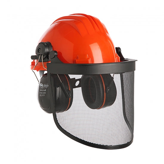 Capacete polietileno viseira em rede e auricular - CLIMAX