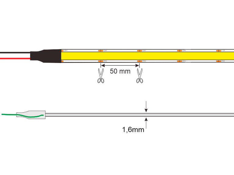 Fita LED Monocolor COB - DC24V - 5m (320Led/m)