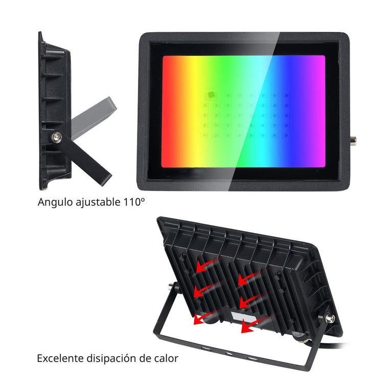 Projetor LED RGB, 50W + controle remoto