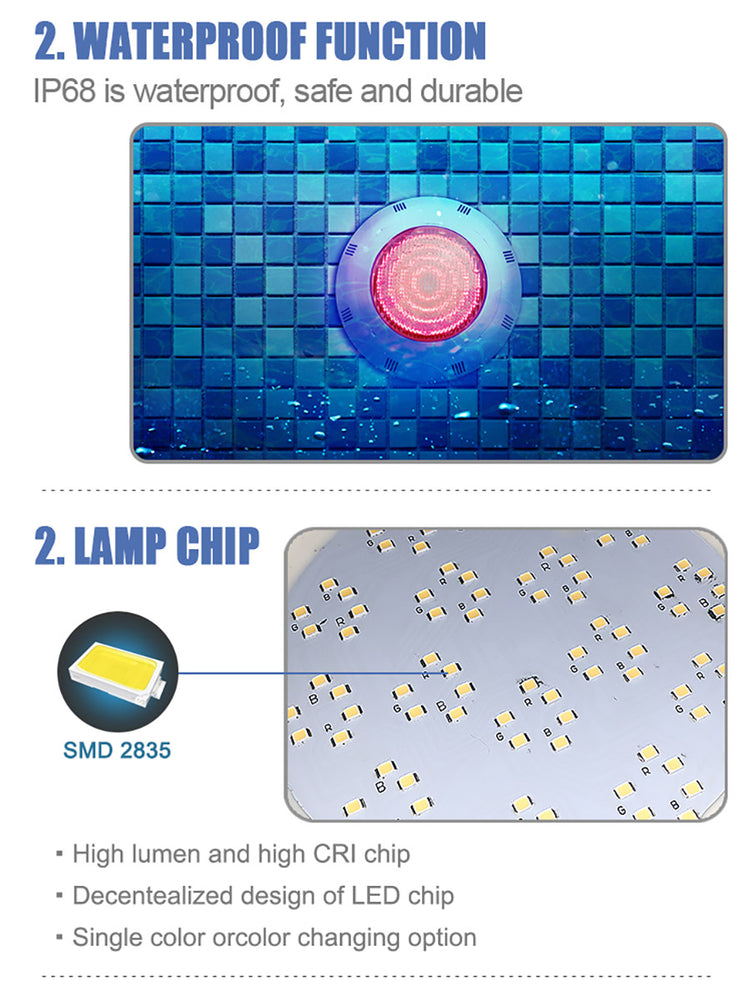 Lâmpada LED RGB+Branco neutro para piscinas - 35W