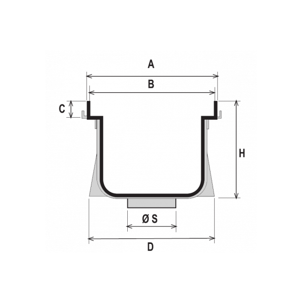 Canal Modular 100 em PP Negro e Grelha Metálica