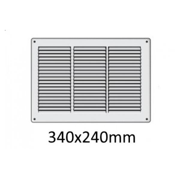 Grelha ventilação em metal branco - fixação com parafusos