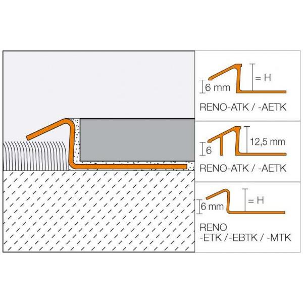 Perfil transição/desnível Schluter Reno-TK/AETK