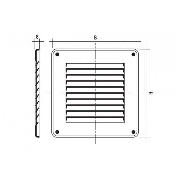 Grelha Ventilação Quadrada Metal Lacado Preto