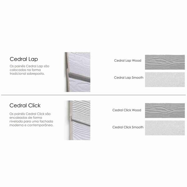 Painel de cimento reforçado - Click Wood e Smooth - CEDRAL