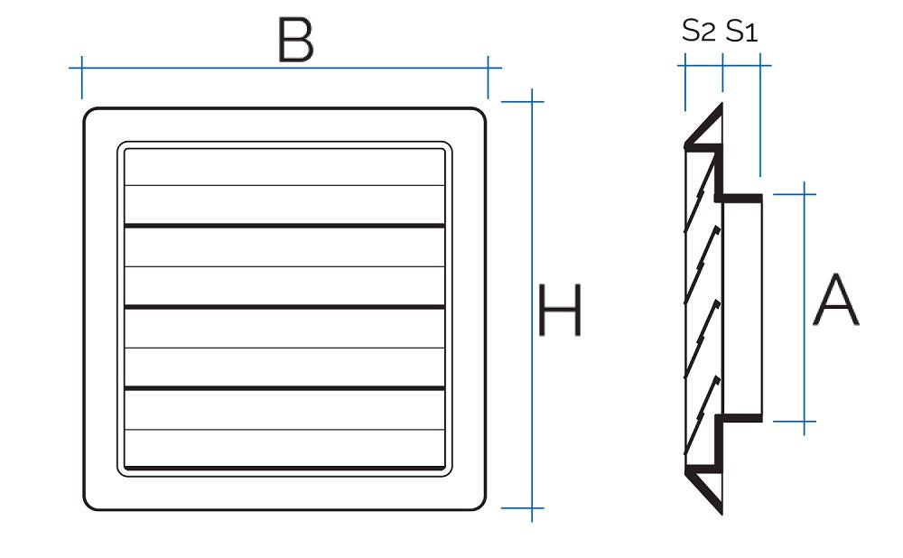Grelha de Saida PVC - Abas Móveis