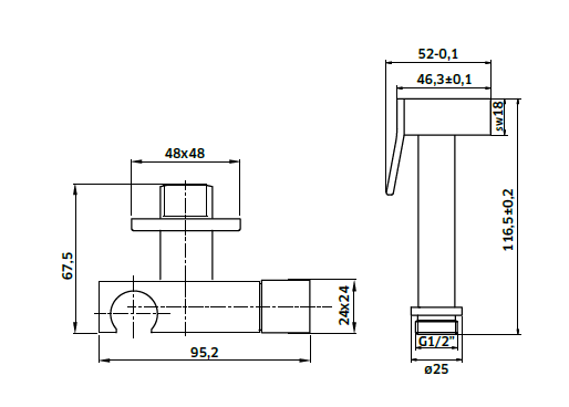Kit Shut-off 1 Água Chuveiro Latão