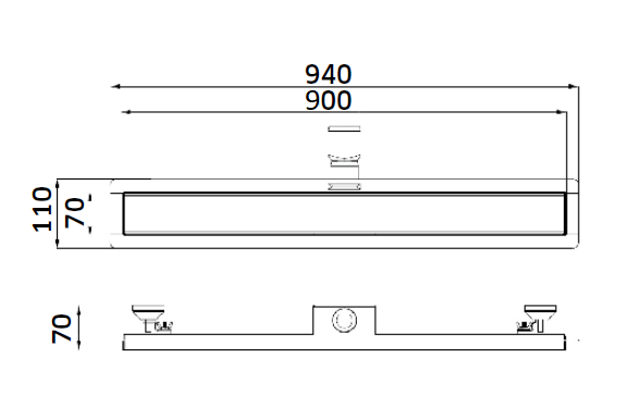 Canelete de Grelha Lisa Inox 900mm