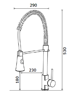 Torneira Monocomando de Banca Alta c/ Mola Chuveiro 2 Jactos - Linha DOMUS