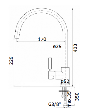 Torneira Monocomando de Banca Bica Alta Redonda - Linha MILLENIUM