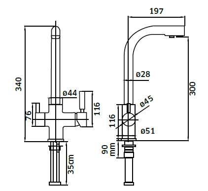 Torneira Monoc. de Banca Dupla Função p/ Água Filtrada - Linha MILLENIUM