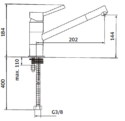 Torneira Monocomando de Banca Bica Horizontal - Linha ONDA