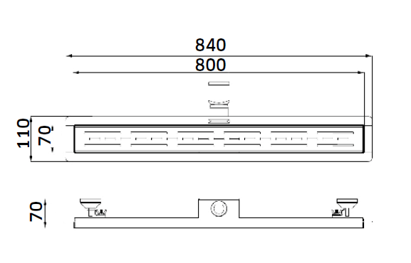 Canelete de Duche Horizontal Grelha Perfurada 800 MM