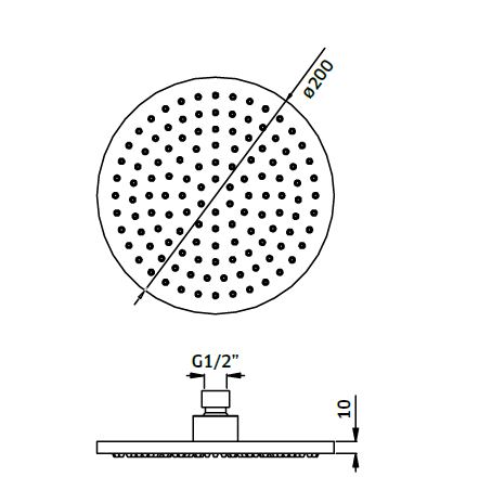 Chuveiro de Teto Redondo em ABS Ø20 cms
