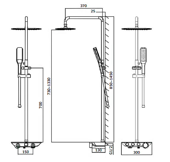 Coluna de Chuveiro c/ Monocomando - Linha CRETA