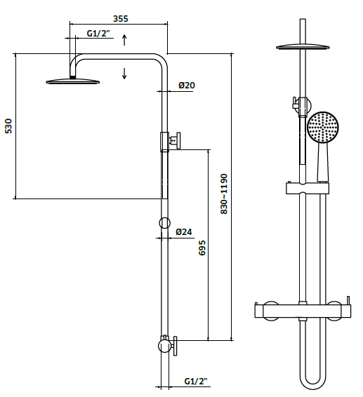 Coluna de Chuveiro c/ Torneira Monocomando - Linha FOZ