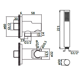 Kit de Chuveiro c/ Suporte Regulável Redondo - Linha COSMOS