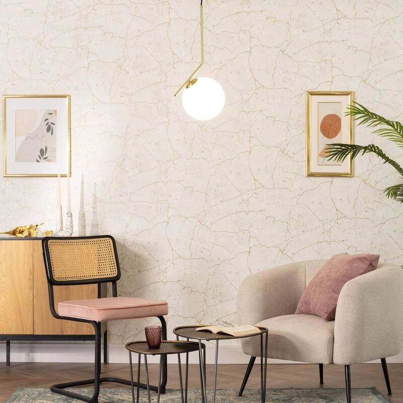 Candeeiro Suspenso Metal e Vidro Moonlight - dourado