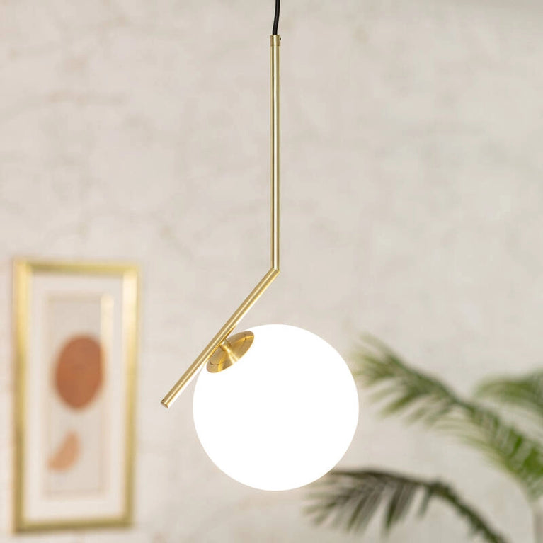 Candeeiro Suspenso Metal e Vidro Moonlight - dourado