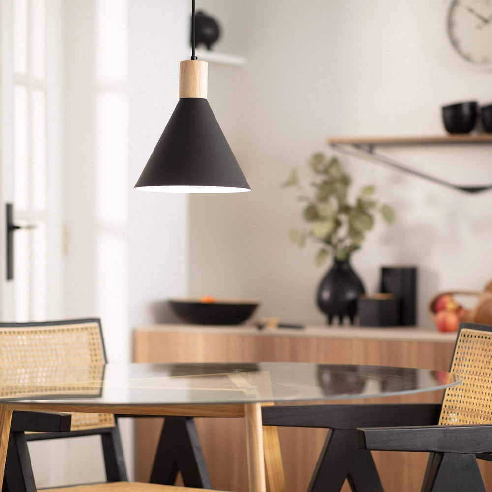 Candeeiro Suspenso Metal e Madeira Arbat