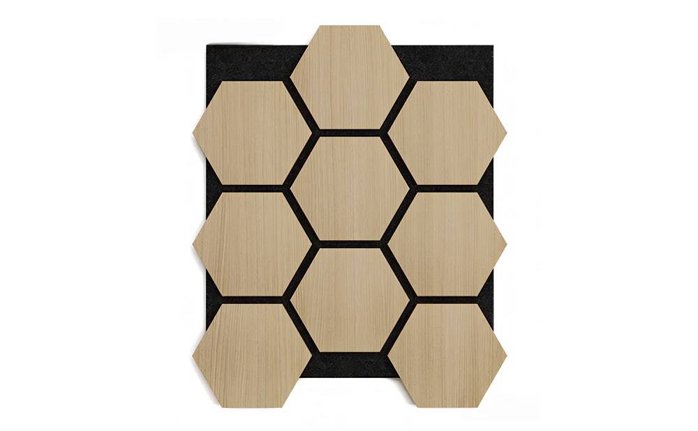 Painel Acustico - Hexágono Liso - Carvalho Branco