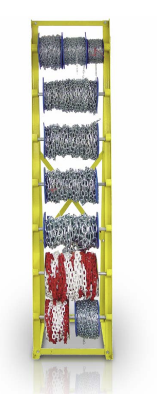 Corrente branca e vermelha em aço e expositor