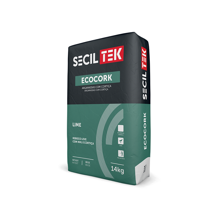 Ecocork Lime - Argamassa leve com cortiça - 14kg - SECIL