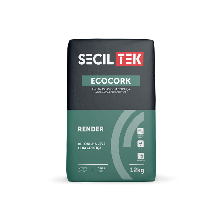 Ecocork Render - Argamassa leve com cortiça - 12kg - SECIL