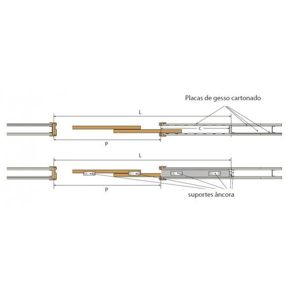 Caixilho porta de correr - Placa de gesso - Paralelo