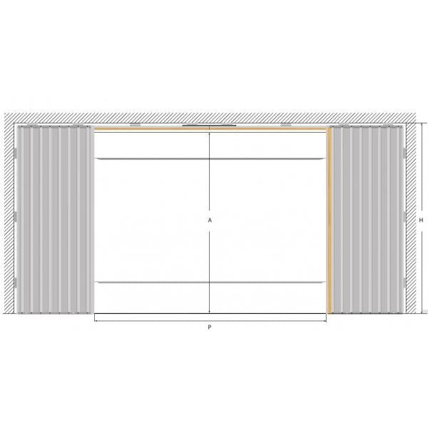 Caixilho porta de correr - Placa de gesso - Dupla paralela