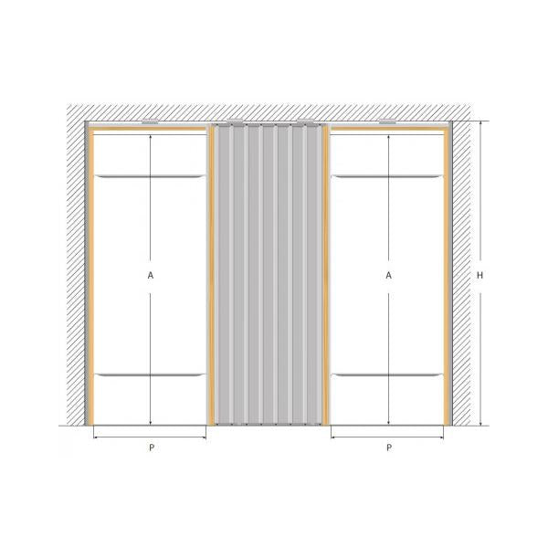 Caixilho porta de correr - Placa de gesso - Bilateral