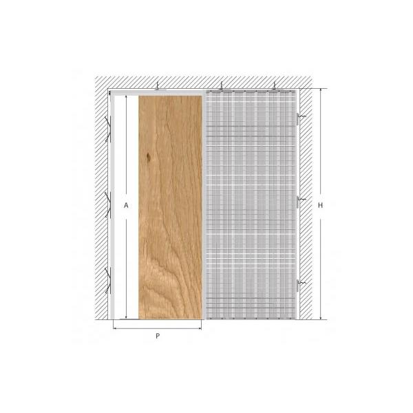 Caixilho porta de correr - Parede de reboco - Até a teto