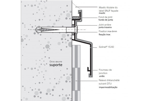 Perfil remate telas de impermeabilização Solinet 15/40