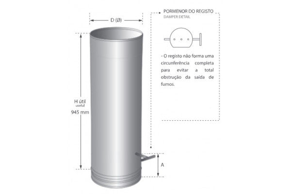 Tubo com regulador - Inox