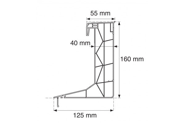 Base direita com Abertura pvc curbs 16/00 Skylux