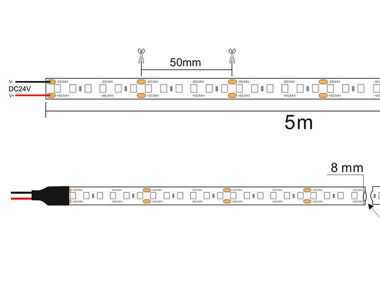 Fita LED Monocolor SMD2835 - DC24V - 5m (120Led/m)