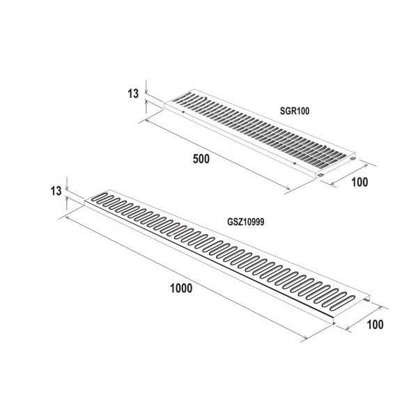 Grelhas para Canal Modular 100