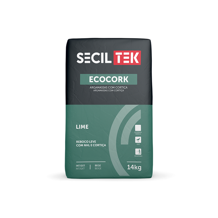 Ecocork Lime - Argamassa leve com cortiça - 14kg - SECIL