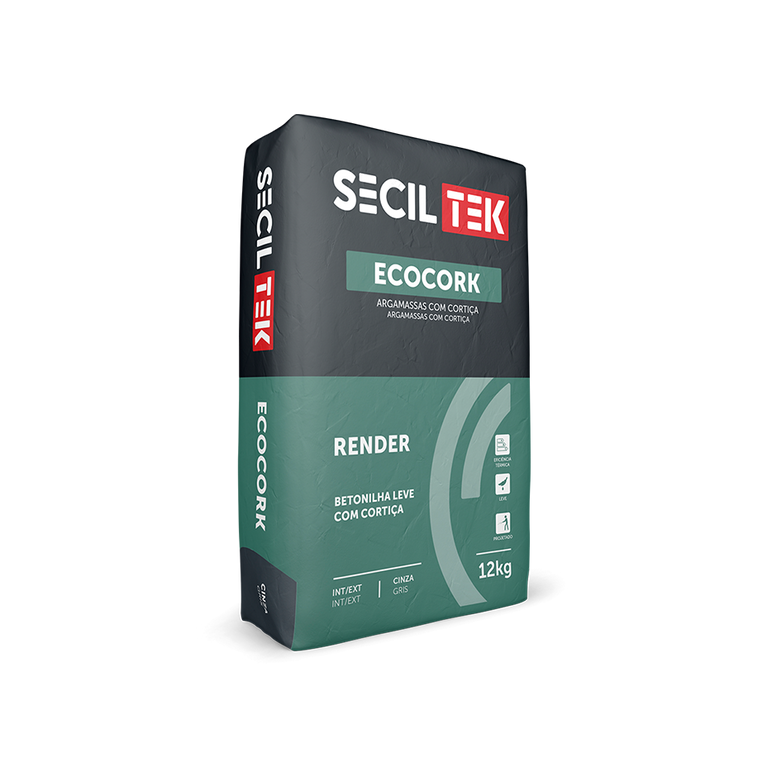 Ecocork Render - Argamassa leve com cortiça - 12kg - SECIL