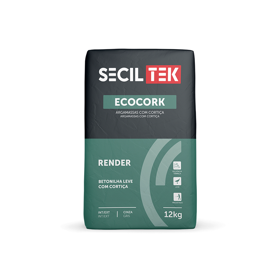 Ecocork Render - Argamassa leve com cortiça - 12kg - SECIL